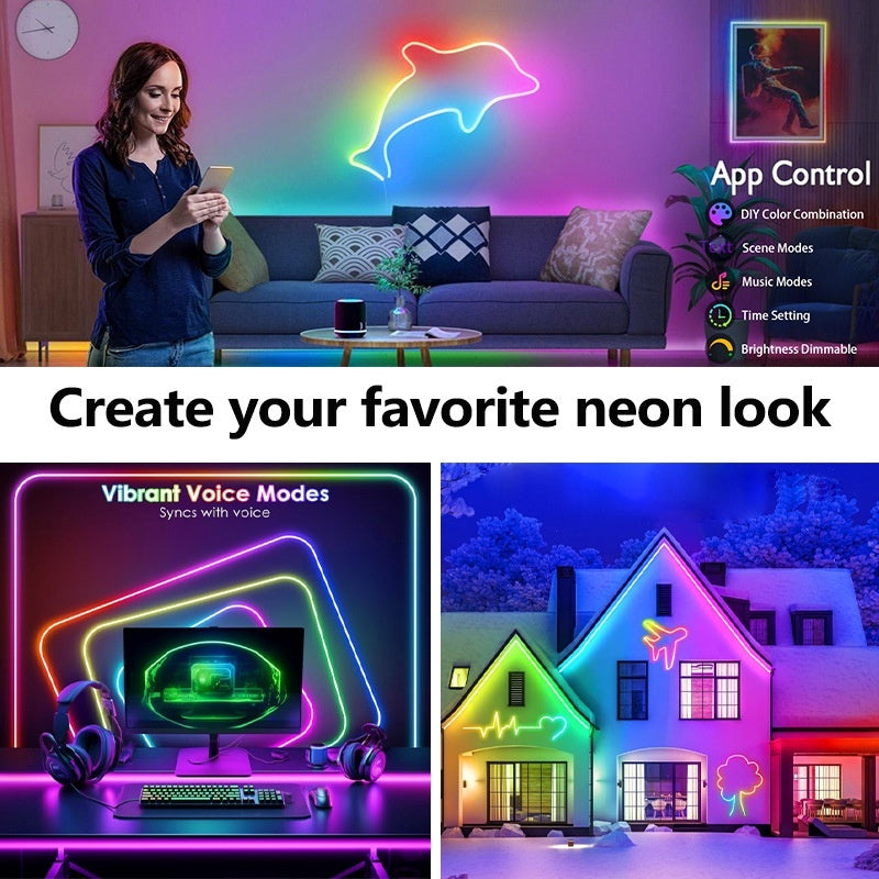 Smart Voice-Controlled Multicolor Neon Light Strip