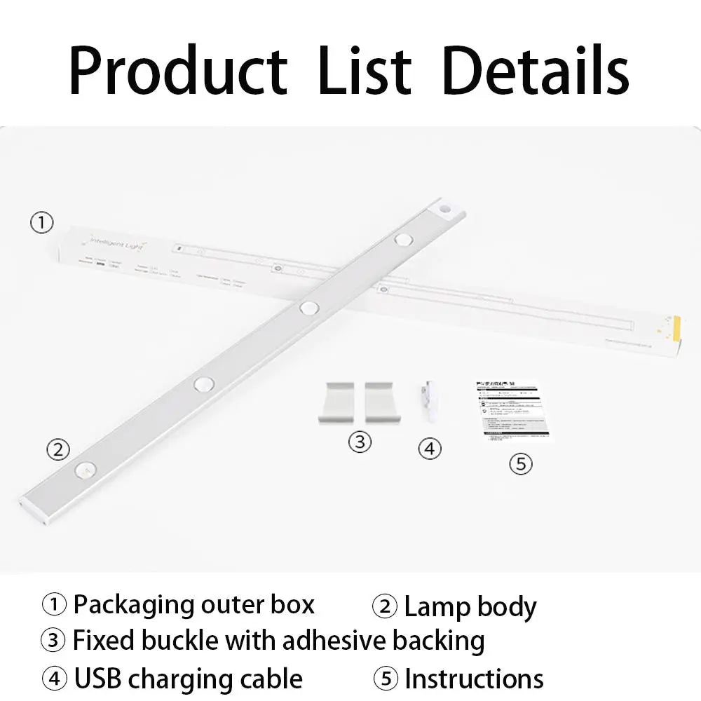 Motion Sensor Light, USB-Rechargeable LED Sensor Lamp with Adjustable Lighting Modes, Dimmable Lighting, Wireless LED Light for Kitchen Cabinets, Bedrooms and Wardrobes, Night Light for Home Decor and Ambient Lighting
