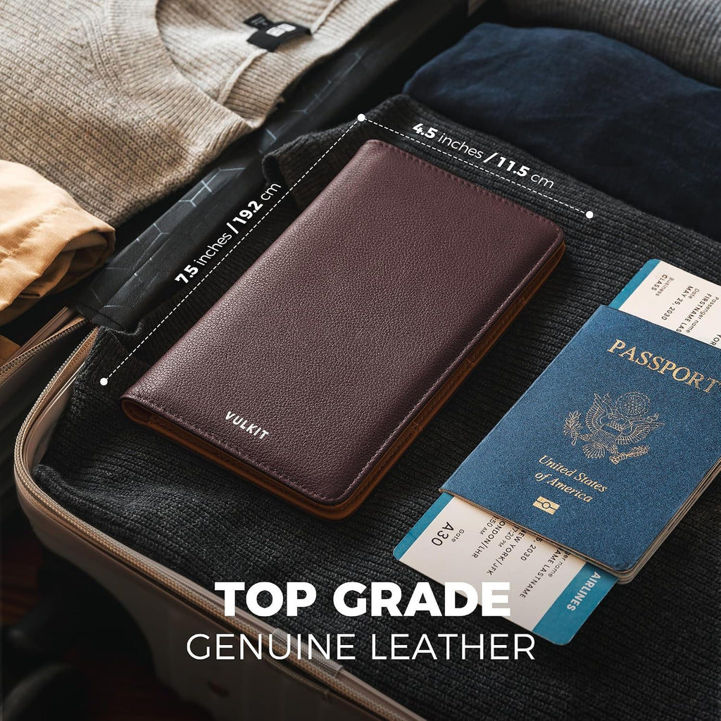Passport Wallet for Travel RFID Blocking Premium Leather