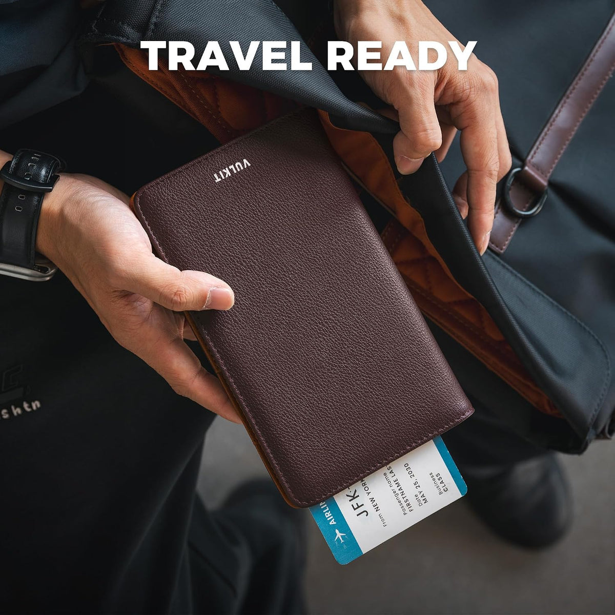 Passport Wallet for Travel RFID Blocking Premium Leather