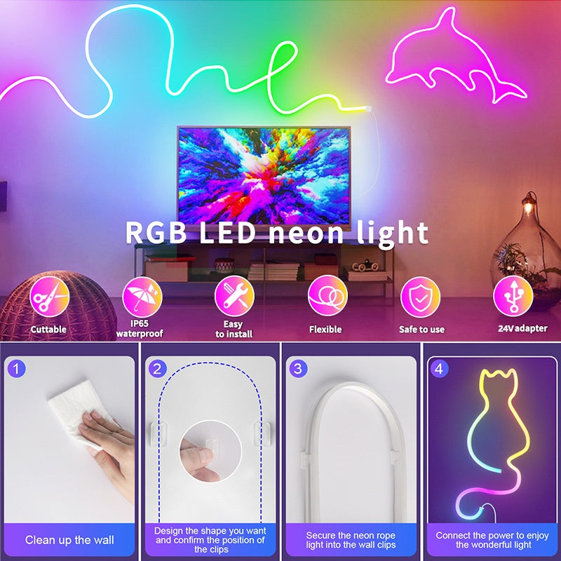 Smart Voice-Controlled Multicolor Neon Light Strip
